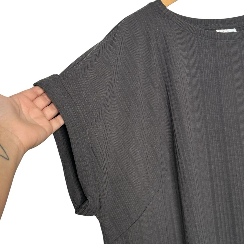 LuLaRoe 2XL Chelsea T-Shirt Ribbed Casual Dress Gray Women’s Relaxed Fit Dress - Picture 5 of 9